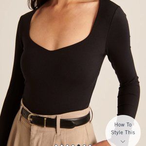 Abercrombie Black Long Sleeve Bodysuit